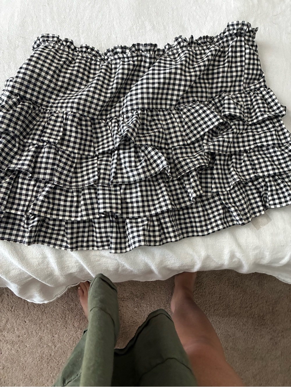 Cotton Candy Black & White Gingham Ruffle Mini Skirt with shorts underneath - Picture 5 of 8